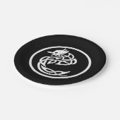 Assiettes En Carton Style tatouage Dragon blanc (Angle)