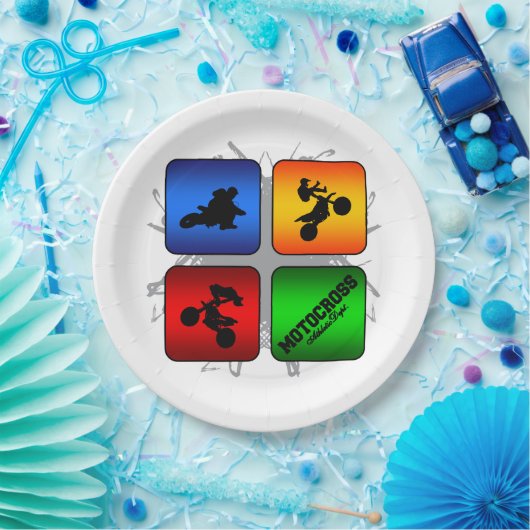 Assiettes En Carton Style urbain de motocross extraordinaire (Fête)