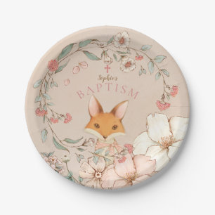 Assiettes En Carton Style vintage Cute Fox Florals Girl Baptism