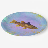 Assiettes En Carton Style Vintage de poisson (Angle)