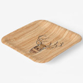 Assiettes En Carton Style White Tail Deer Head Light Wood Grain Déco (Angulaire)