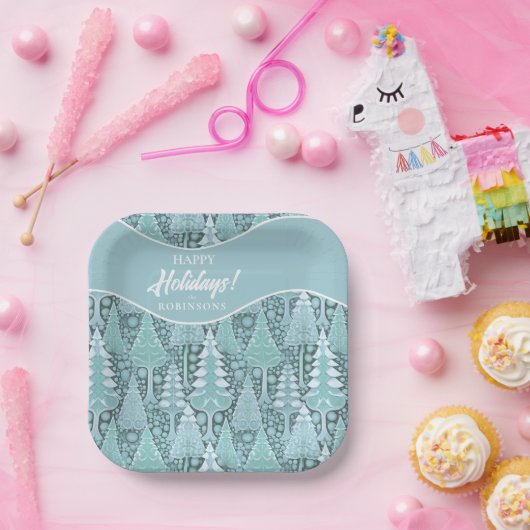 Assiettes En Carton Stylisé Coastal Christmas Trees Motif#6 ID1009 (Fête)