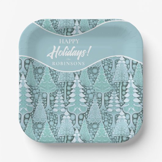 Assiettes En Carton Stylisé Coastal Christmas Trees Motif#6 ID1009 (Recto)