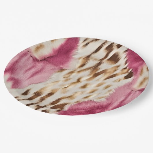 Assiettes En Carton Stylish Girly Rose White Gold Zebra (Angle)