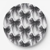 Assiettes En Carton Stylish Modern Black Coquette Bow (Devant)