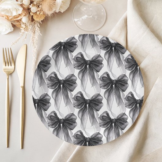 Assiettes En Carton Stylish Modern Black Coquette Bow