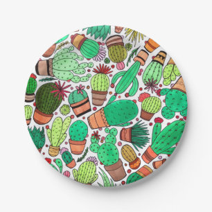 Assiettes En Carton Succulent Cactus Poted Plante Cactus Garden Party