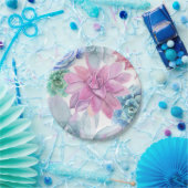 Assiettes En Carton Succulents Moderne Chic Fête des mariées en marbre (Fête)