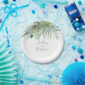 Assiettes En Carton Succulents Verdure Dusty Blue Mariage (Fête)