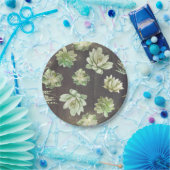 Assiettes En Carton Succulents verdure Mariage en bois rustique (Fête)