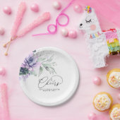 Assiettes En Carton Succulents Vert Argent Élégante Concours Moderne (Fête)