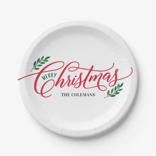 Assiettes En Carton Succursales de Noël Joyeux Plaques de Noël (Devant)