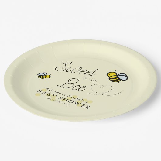 Assiettes En Carton Sucré comme peut Abee Baby shower jaune (Angle)