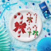 Assiettes En Carton Sucre de canne de Noël (Fête)