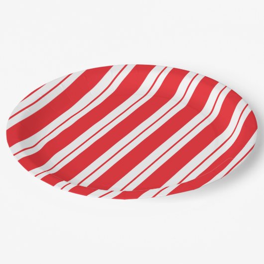 Assiettes En Carton Sucre de canne de Noël Peppermenthe Stripes (Angle)