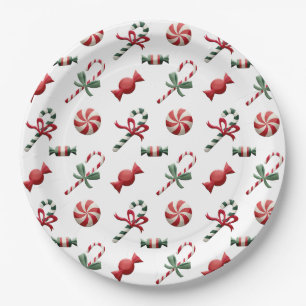 Assiettes En Carton Sucre de canne Rouge Vert Noël