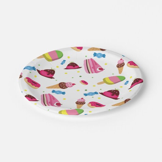 Assiettes En Carton Sucre mignon et motif de couleur douce (Angle)