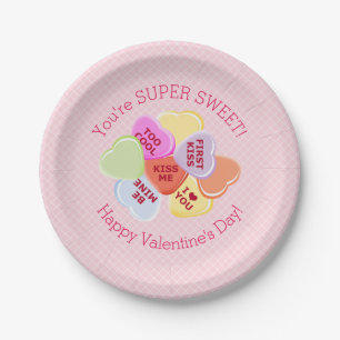 Assiettes En Carton Sucrerie de Valentines d'amoureux