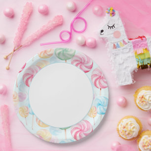 Assiettes En Carton Sucreries délicieuses Lollipops Anniversaire fanta