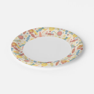 Assiettes En Carton Sucres Et Motif De Bonbons