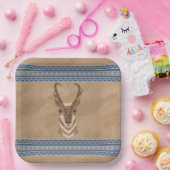 Assiettes En Carton Sud-ouest Pronghorn Antelope Tête Bleue Bordure (Fête)