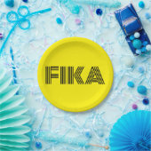 Assiettes En Carton Suédois Fika Jaune et Noir (Fête)