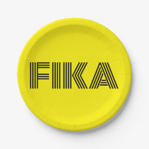 Assiettes En Carton Suédois Fika Jaune et Noir