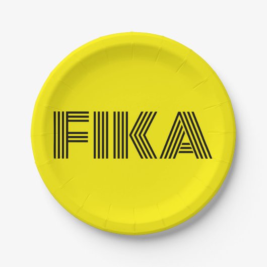Assiettes En Carton Suédois Fika Jaune et Noir (Devant)