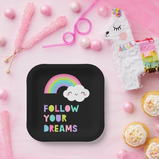 Assiettes En Carton Suivez vos rêves Cute Rainbow Cloud (Fête)