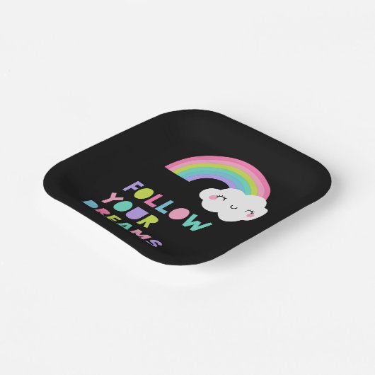 Assiettes En Carton Suivez vos rêves Cute Rainbow Cloud (Angulaire)