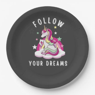 Assiettes En Carton Suivez vos rêves Mon Unicorn Anniversaire