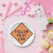 Assiettes En Carton Suivre le panneau de construction de la voiture pi (Fête)