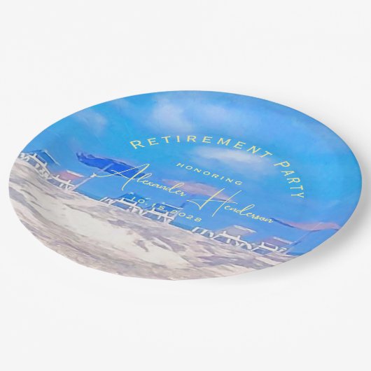 Assiettes En Carton Summer Beach Retirement Party (Angle)