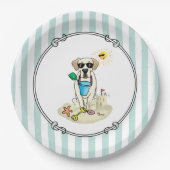Assiettes En Carton Summer Beach Yellow Lab Labrador Retriever Chien (Devant)