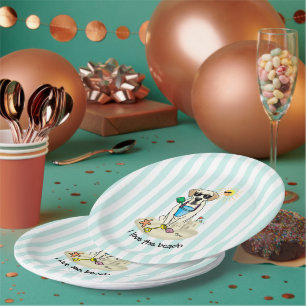 Assiettes En Carton Summer Beach Yellow Labrador Retriever - Mignonne 