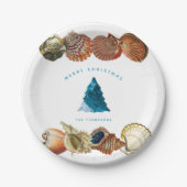 Assiettes En Carton Summer Christmas Beach Seashell Nom personnalisé (Devant)