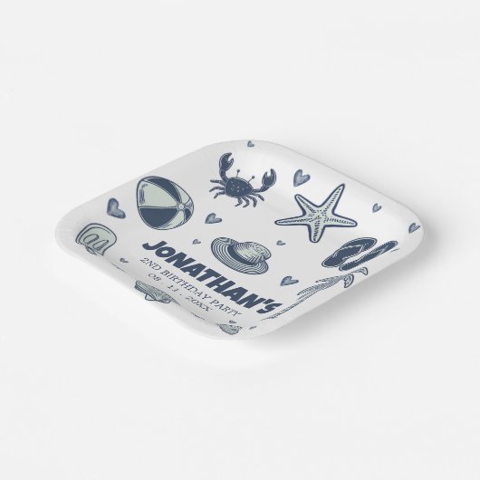 Assiettes En Carton Summer Crab Popsicle Seashell Ball Birthday Party  (Angulaire)