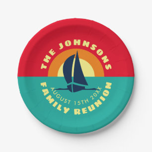 Assiettes En Carton Summer family reunion lake party nom personnalisé