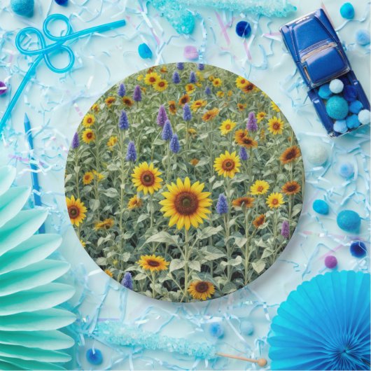 Assiettes En Carton Summer Field of Sunflowers and Wildflowers (Fête)