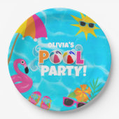 Assiettes En Carton Summer Fun Pool Party Nom personnalisé (Devant)