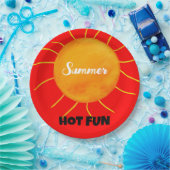 Assiettes En Carton Summer Hot Fun Jaune Orange Soleil (Fête)