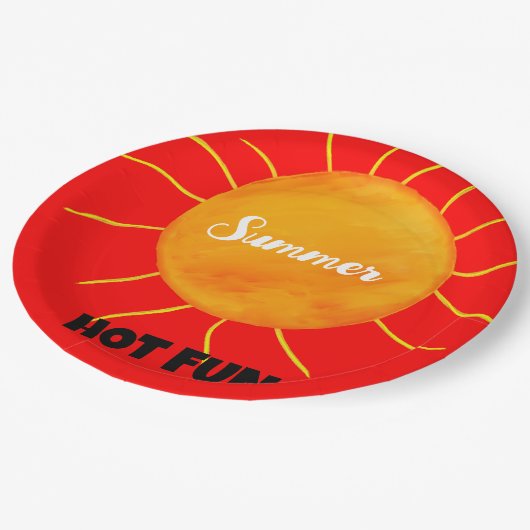 Assiettes En Carton Summer Hot Fun Jaune Orange Soleil (Angle)