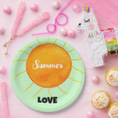 Assiettes En Carton Summer Love Jaune Orange Soleil Vert (Fête)
