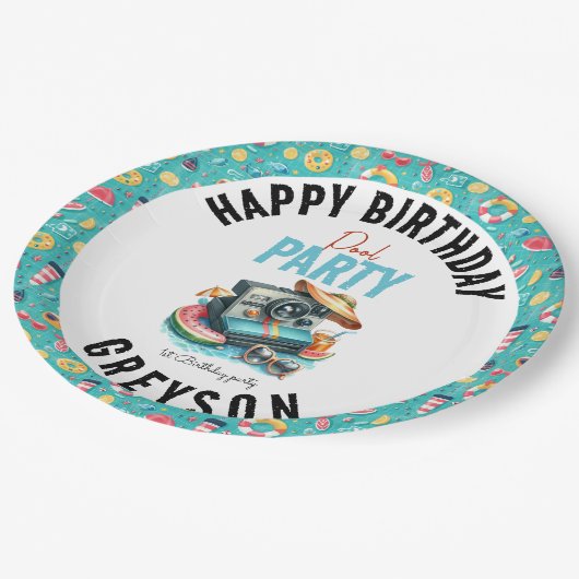 Assiettes En Carton Summer Pool Party 2e anniversaire (Angle)