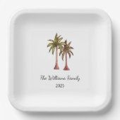 Assiettes En Carton Summer Tropical Palm Trees de natation Pool Party (Recto)