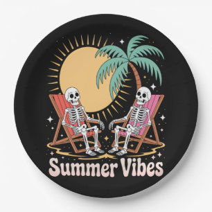 Assiettes En Carton Summer Vibes Skeleton Summer Vacances Plage