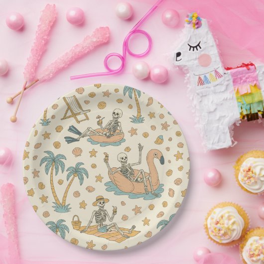 Assiettes En Carton Summerween Party Skeleton Paper Plates (Fête)