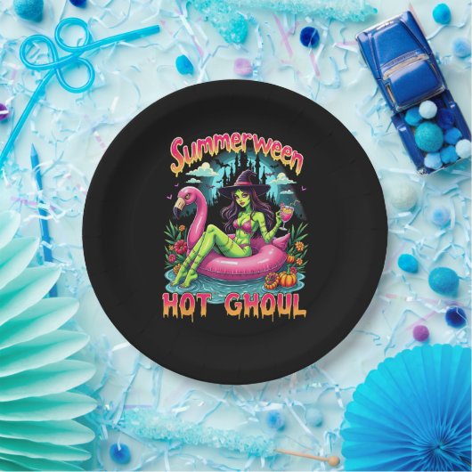 Assiettes En Carton Summerween Witch Vibes Vacation Halloween Funny Pa (Fête)