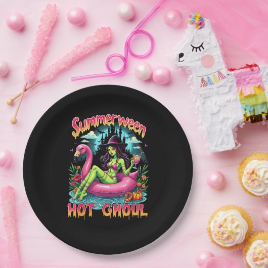 Assiettes En Carton Summerween Witch Vibes Vacation Halloween Funny Pa (Fête)