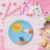 Assiettes En Carton Sun et parapluie de plage (Fête)